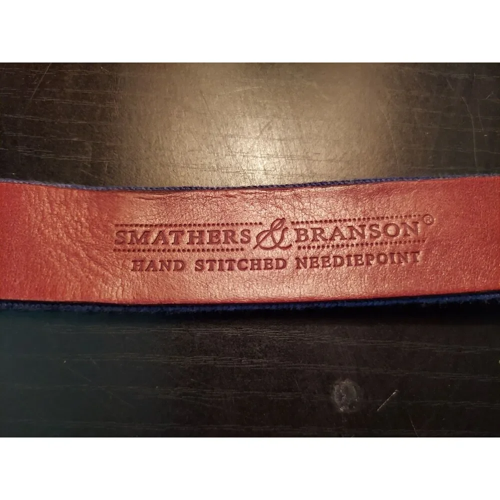 Smathers & Branson Belt sz 40 Hand Stitched Needle Point Florida Fishing